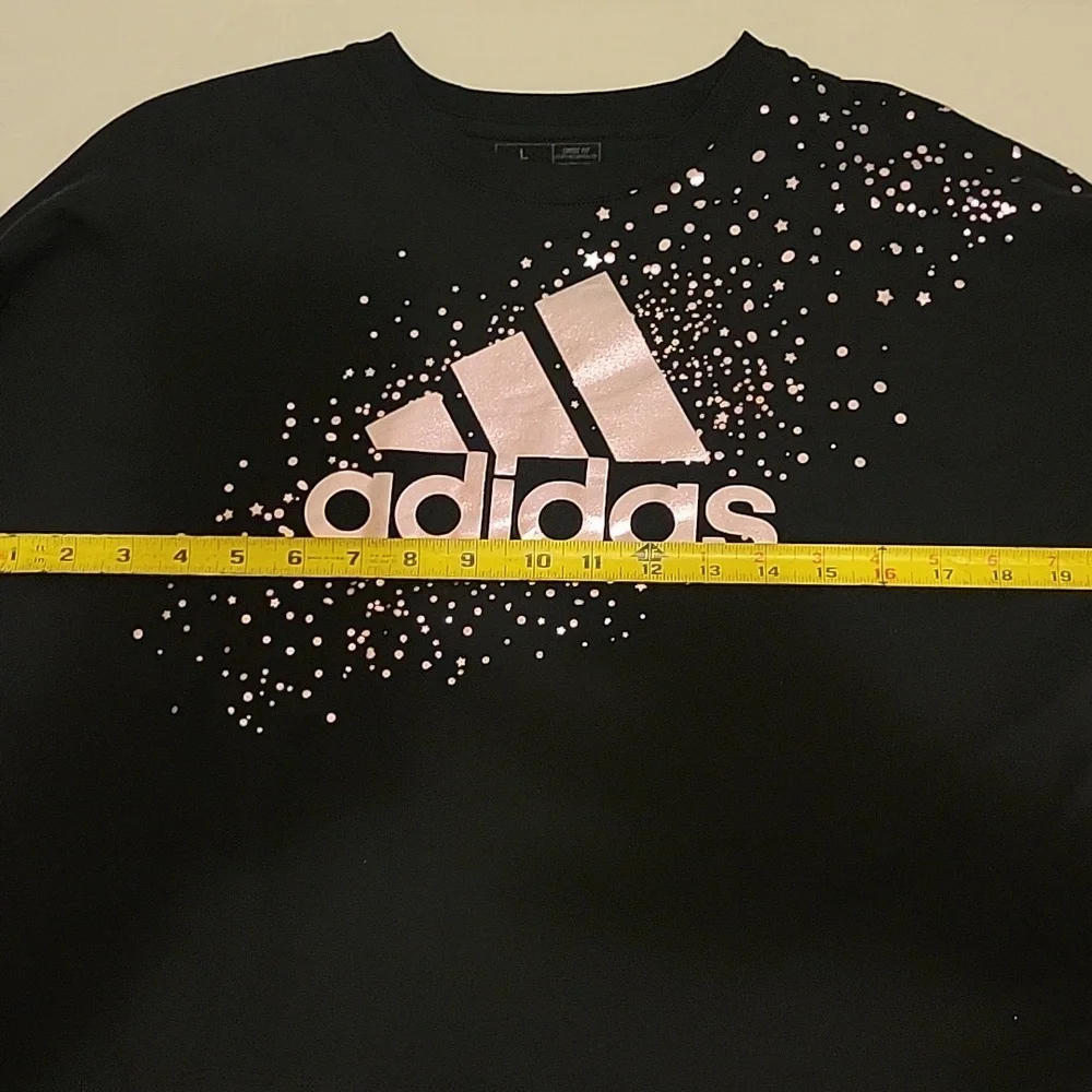 NWT: adidas Girls CrewNeck Long Sleeve Graphic Tee With Foil Logo & Purple Stars - Picture 11 of 12